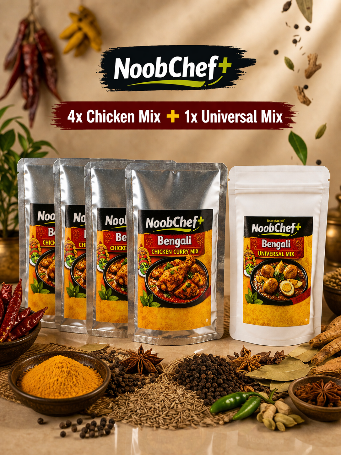 NoobChef+ Combo Pack — 4 Chicken + 1 Universal